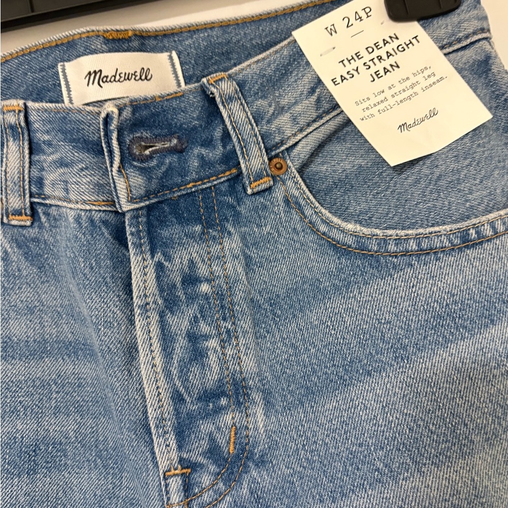 Madewell Womens Classic Straight Distressed Denim Jeans The Dean